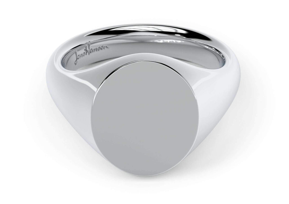 Oval Signet Ring, White Gold & Platinum