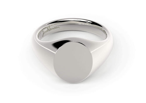 Oval Signet Ring, White Gold & Platinum