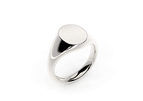 Oval Signet Ring, White Gold & Platinum