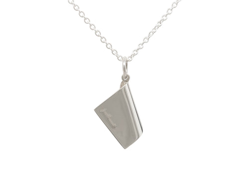 Folded Drop Pendant, White Gold