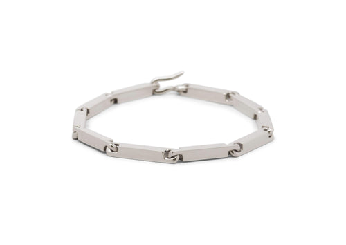 Hand Crafted Block Bracelet, White Gold & Platinum