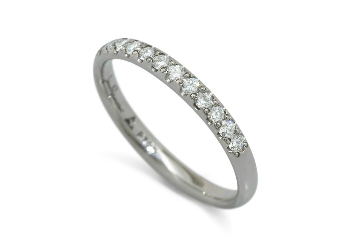 Pave Diamond Wedding Band, White Gold & Platinum