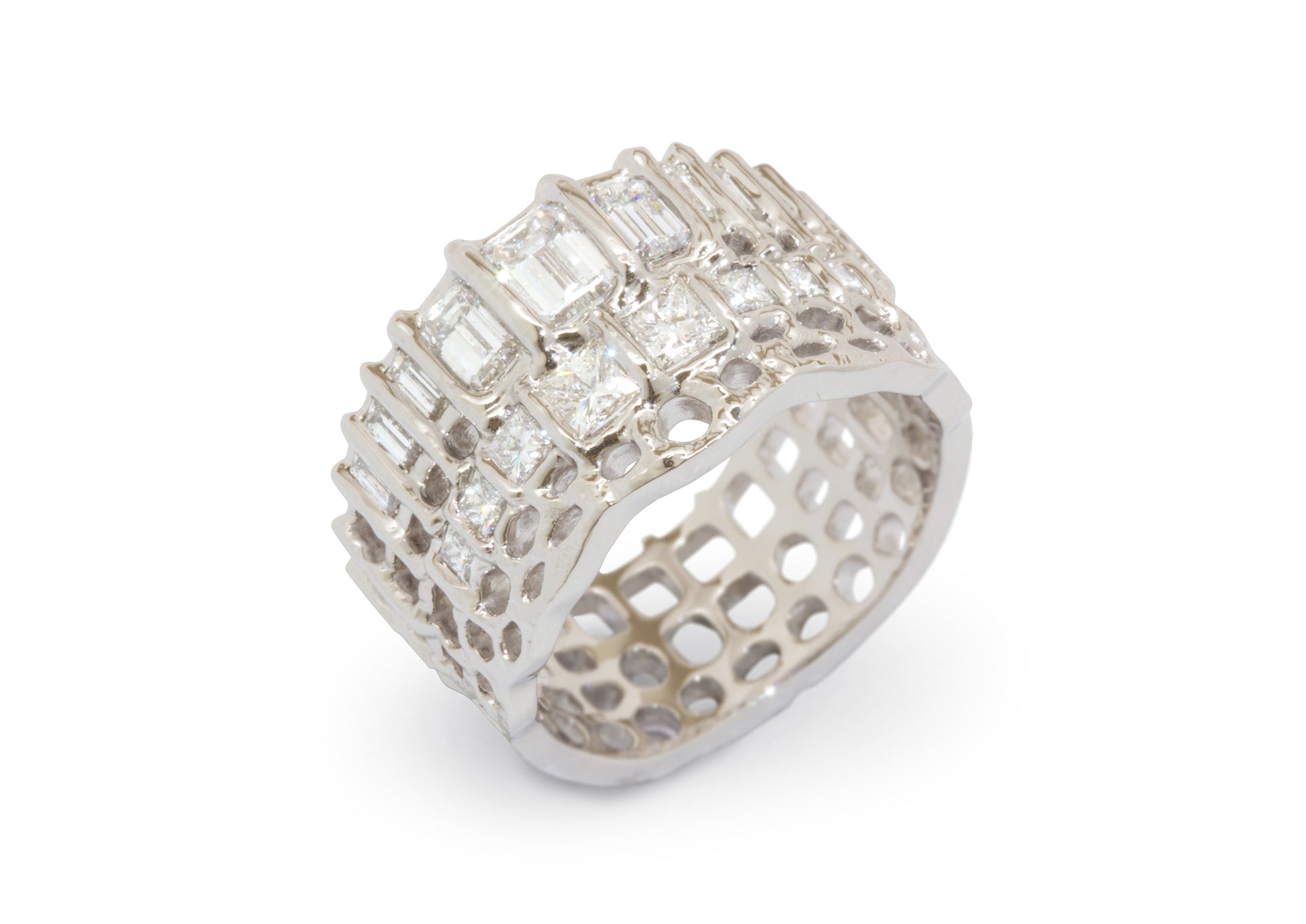 Custom Square & Rectangular Diamond Ring, White Gold