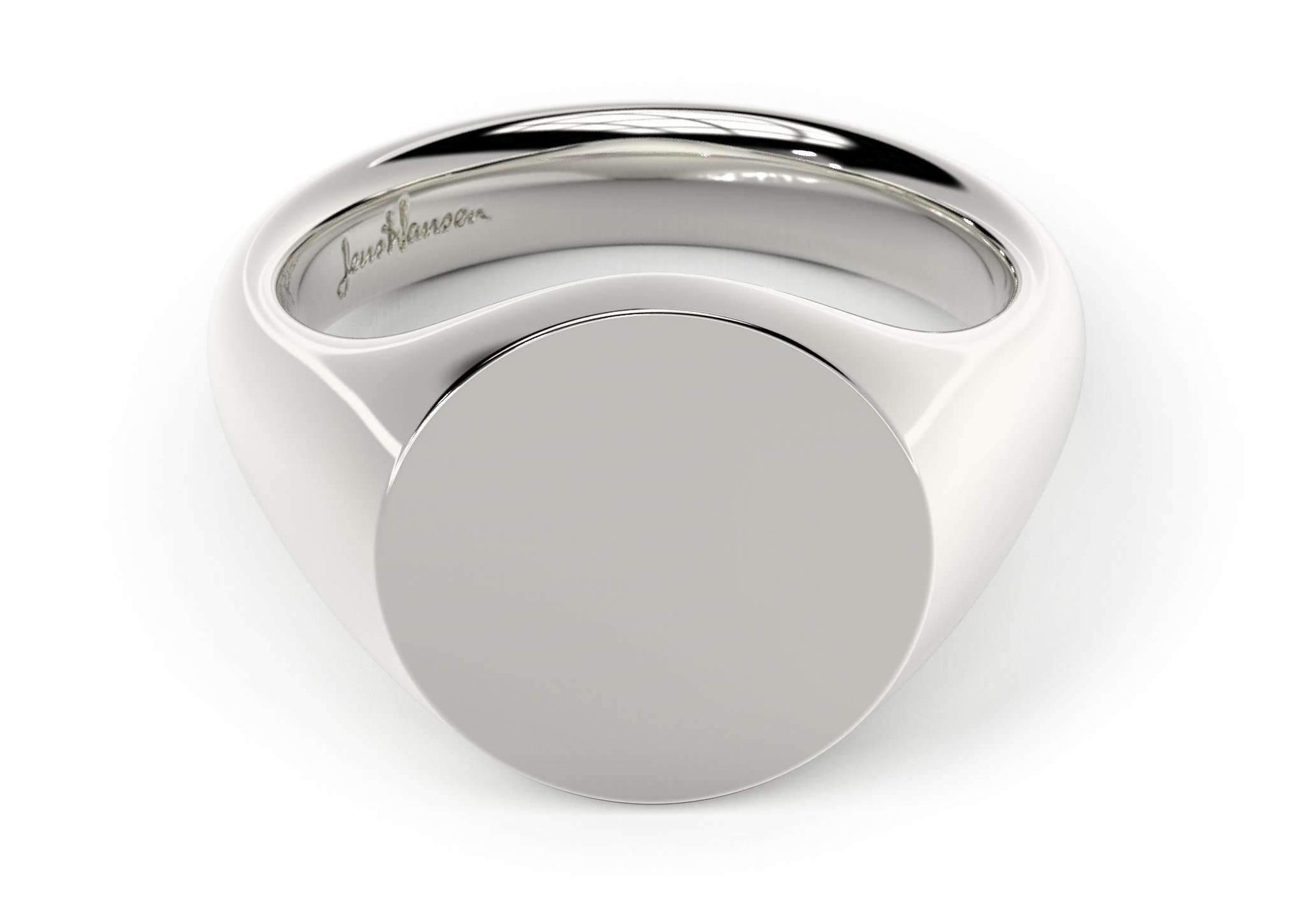 Blank Signet Edwardian Signet Ring Round Signet Ring, White Gold