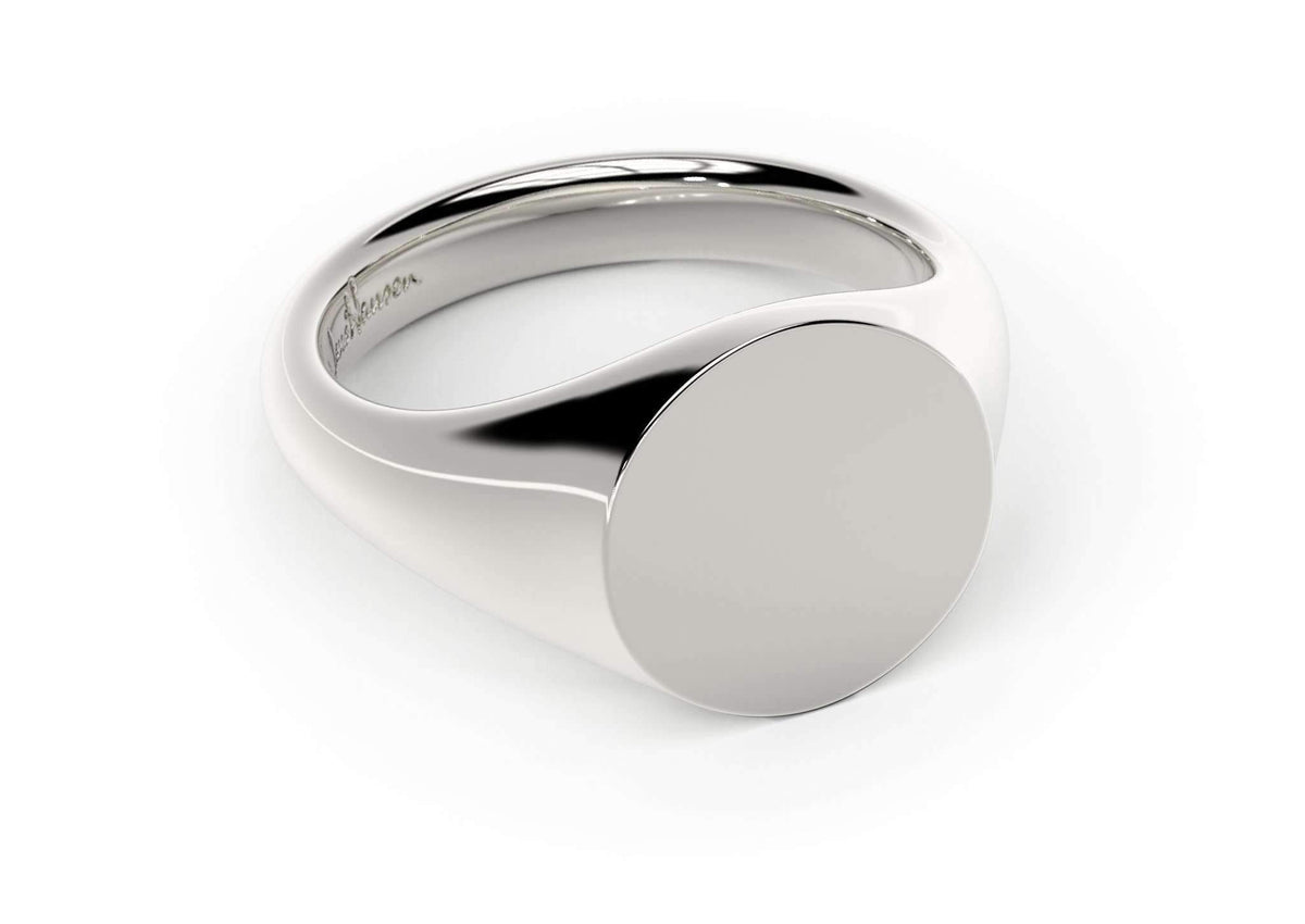 Round Signet Ring, White Gold & Platinum