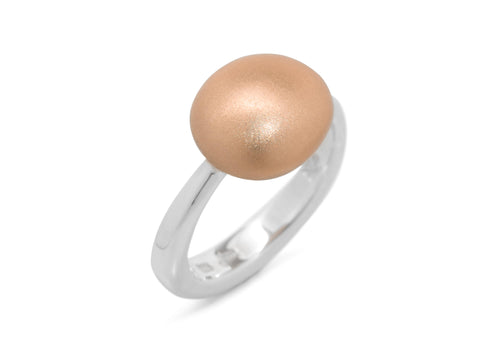 Bi-Tone Button Ring, Red Gold & Sterling Silver