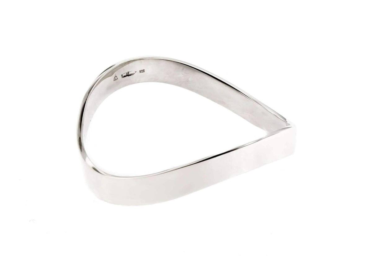 Flat Wave Bangle, Sterling Silver