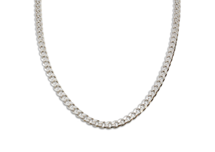 Beveled Edge Diamond Cut Curb Chain, Sterling Silver