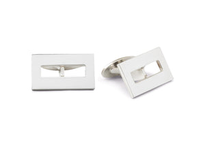 Rectangular Cut Out Cufflinks, Sterling Silver