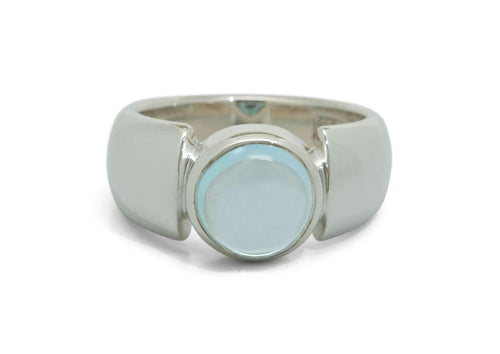 Round Cabochon Gemstone Ring, Sterling Silver