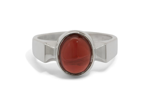 Classic Oval Cabochon Gemstone Ring, Sterling Silver