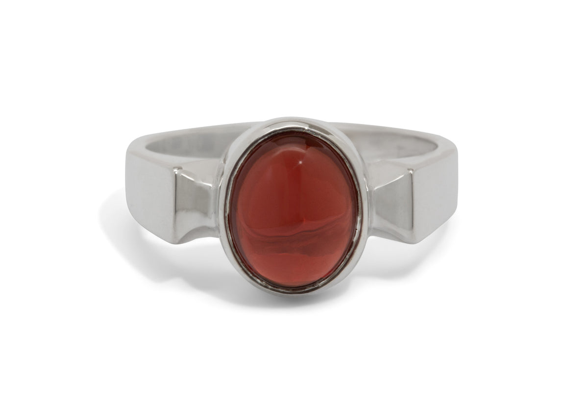 Classic Oval Cabochon Gemstone Ring, Sterling Silver