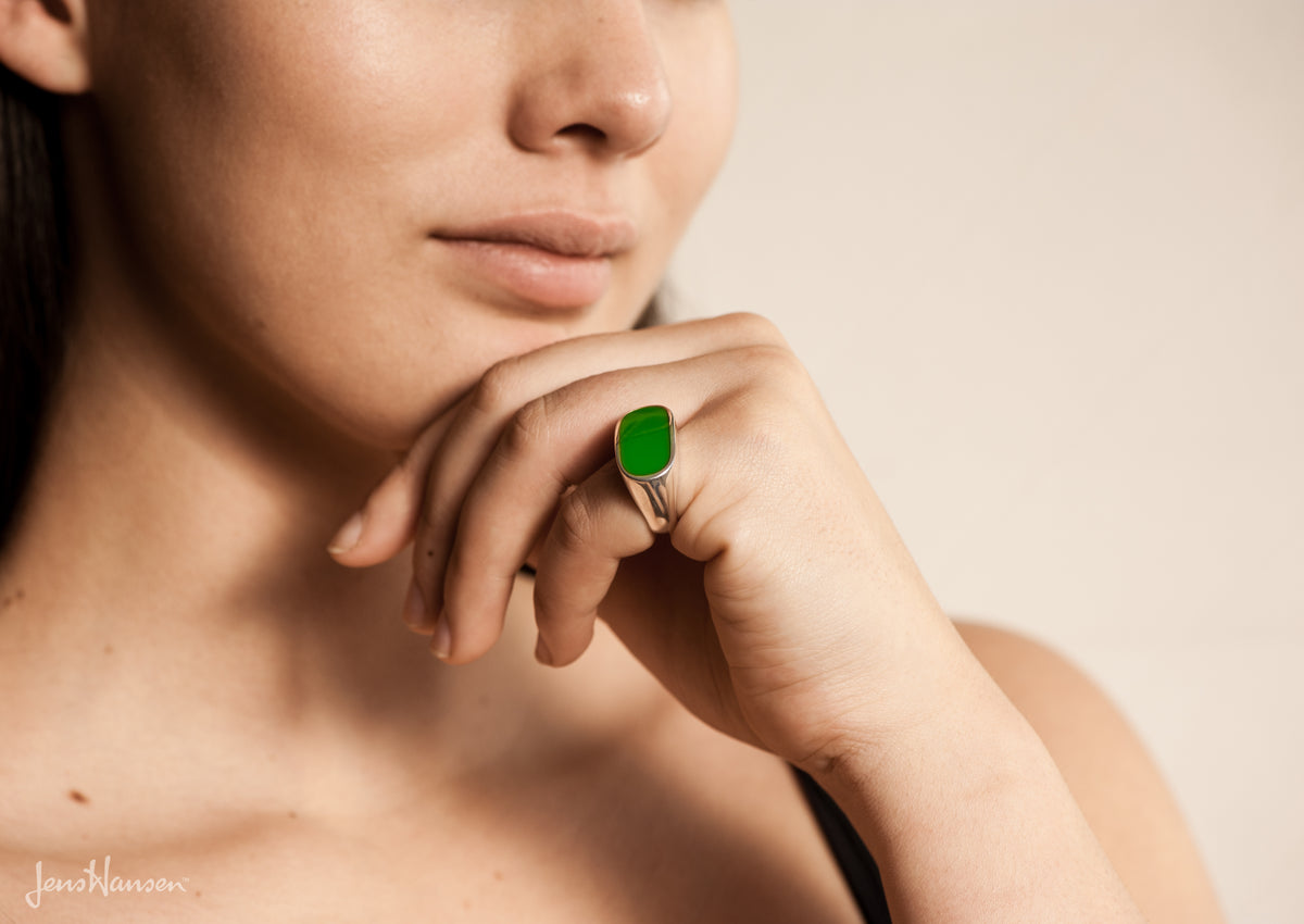 Oblong Resin Rings, Sterling Silver