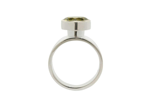 Round Chimney Gemstone Ring, Sterling Silver