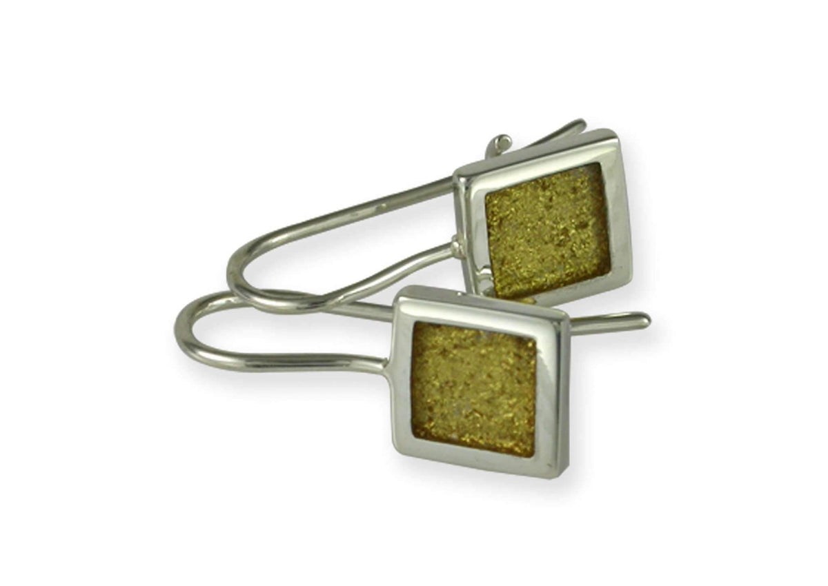 Square or Diamond Shaped Earrings, Sterling Silver