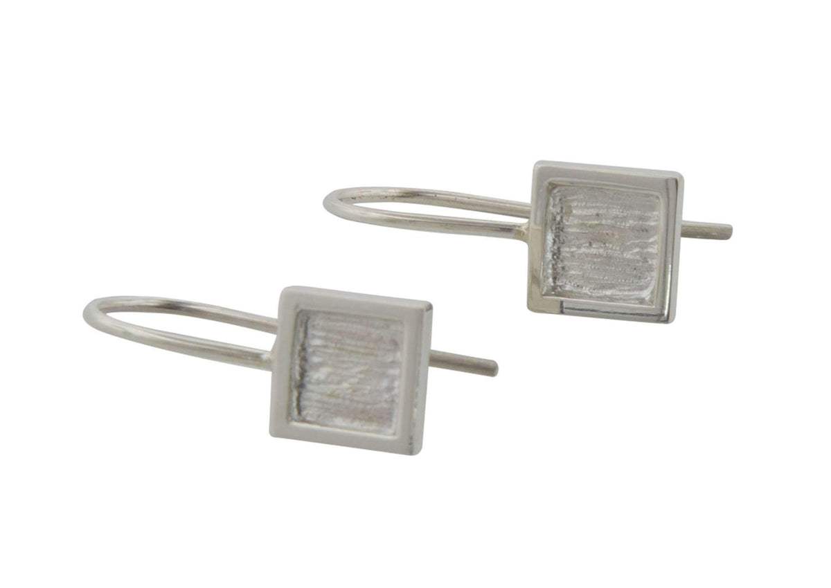 Square or Diamond Shaped Earrings, Sterling Silver