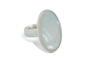 Mother of Pearl Oval Ring, Sterling Silver