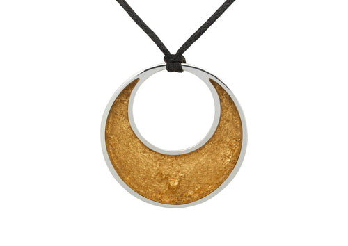 24ct Gold Leaf Crescent Moon Pendant, Sterling Silver