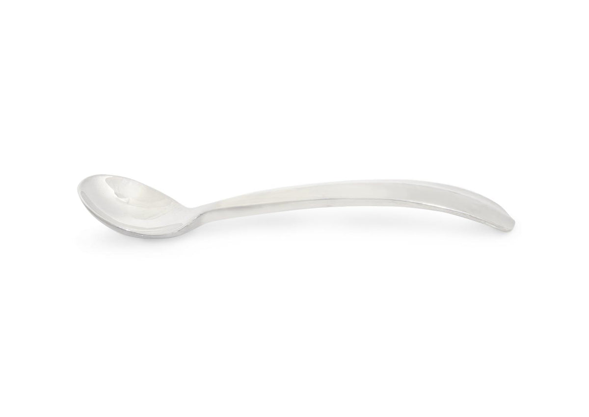 Knife Edge Curved Handle Spoon, Pure Silver