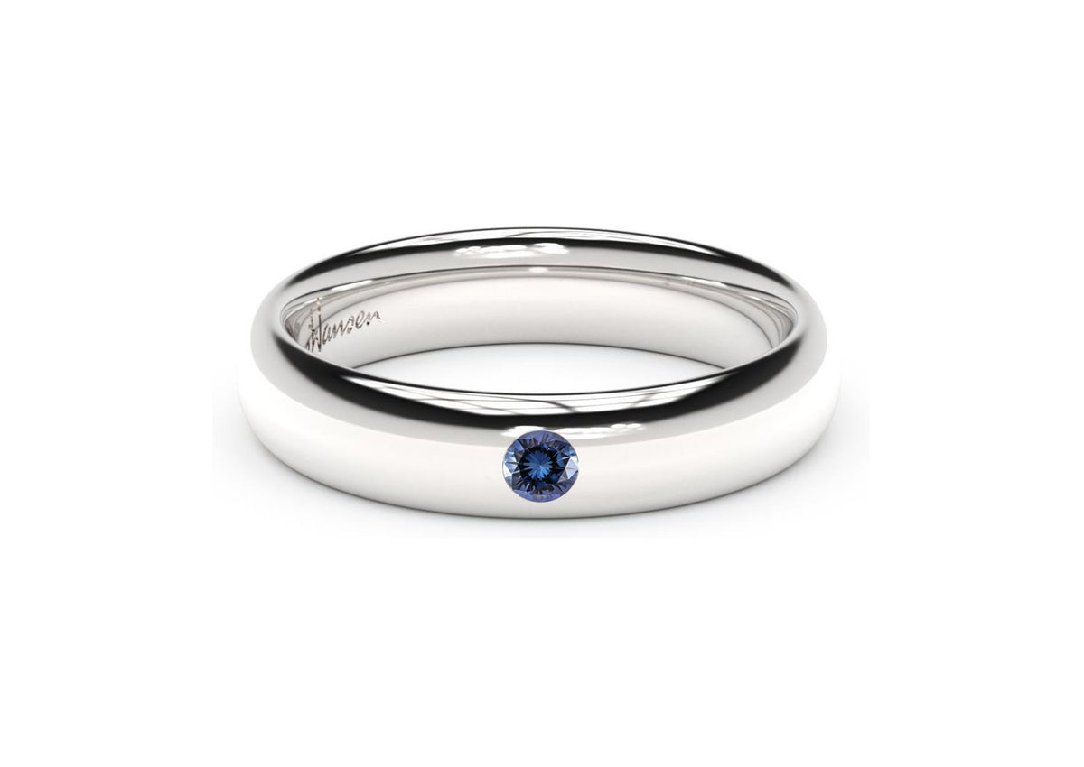 Sleek Gemstone Ring, White Gold & Platinum
