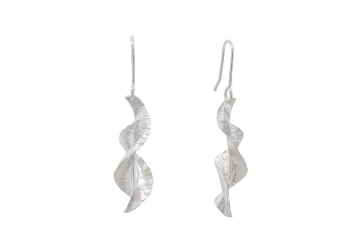 WV Spring Leaf Earrings, Pure Silver