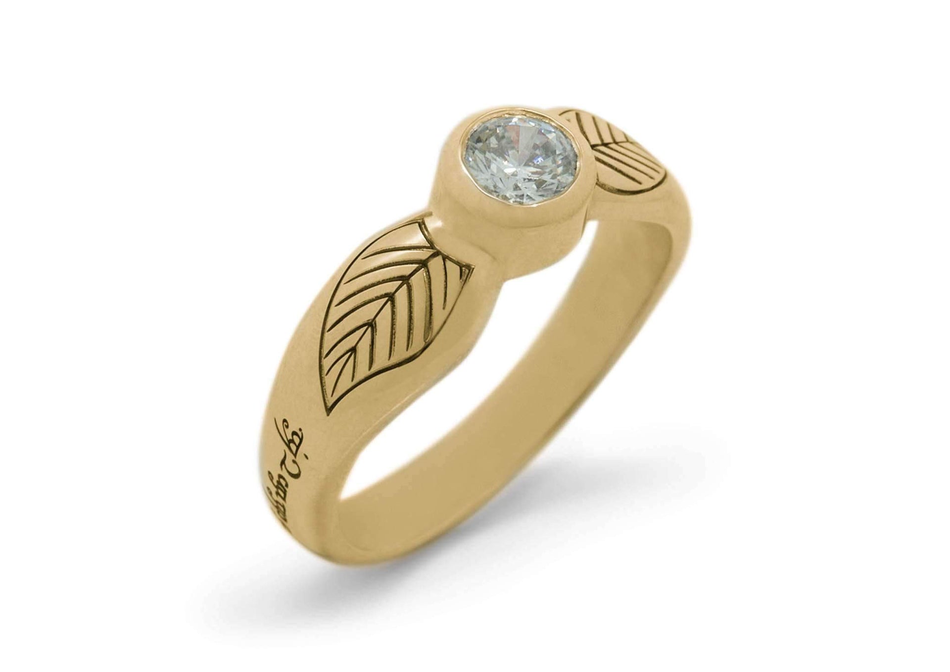 Engraved Elven Ring, Yellow Gold