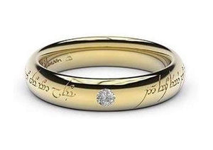 Sleek Elvish Engagement Ring, ~.06ct 22ct Yellow Gold