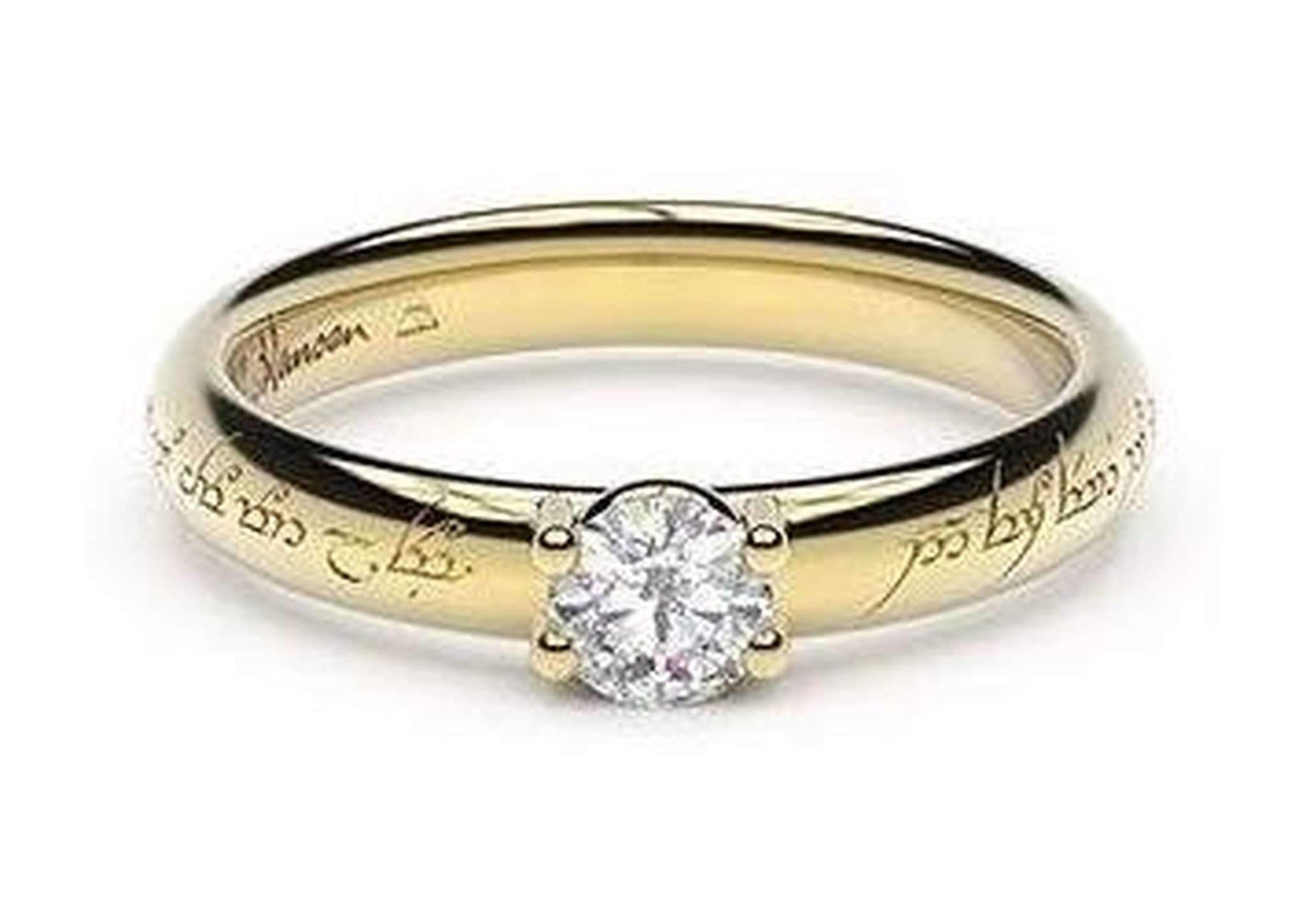 Petite Contemporary Elvish Engagement Ring, ~.33ct 18ct Yellow Gold