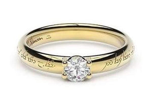 Petite Contemporary Elvish Engagement Ring, ~.33ct  22ct Yellow Gold
