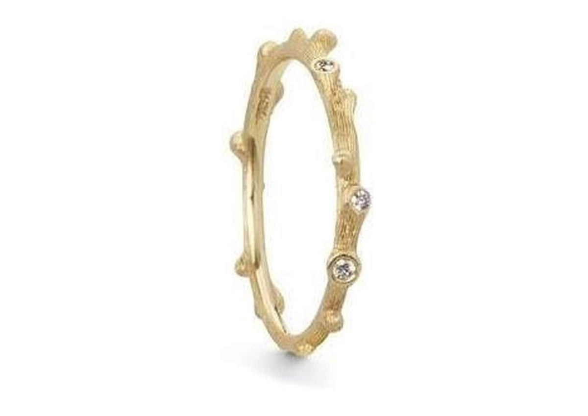Nature ring in 18K yellow gold and diamonds TW.VS