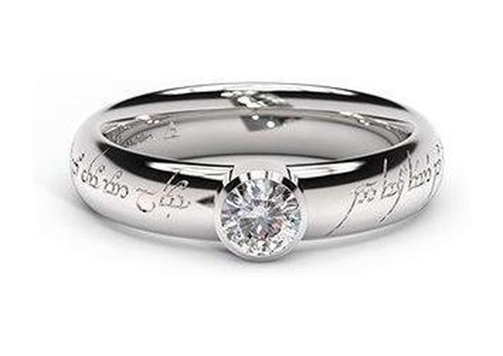 Modern Elvish Engagement Ring, ~.33ct Platinum