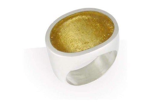 Oval Silver & Gold leaf Resin Ring   - Jens Hansen