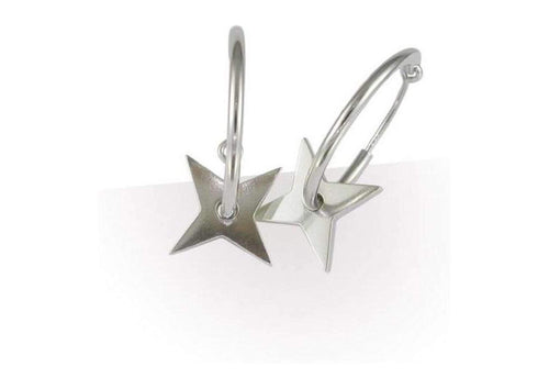 Silver Earrings Stars on Hoops   - Jens Hansen
