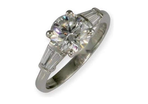 Bespoke Platinum Ring With Side Baguette Diamonds   - Jens Hansen