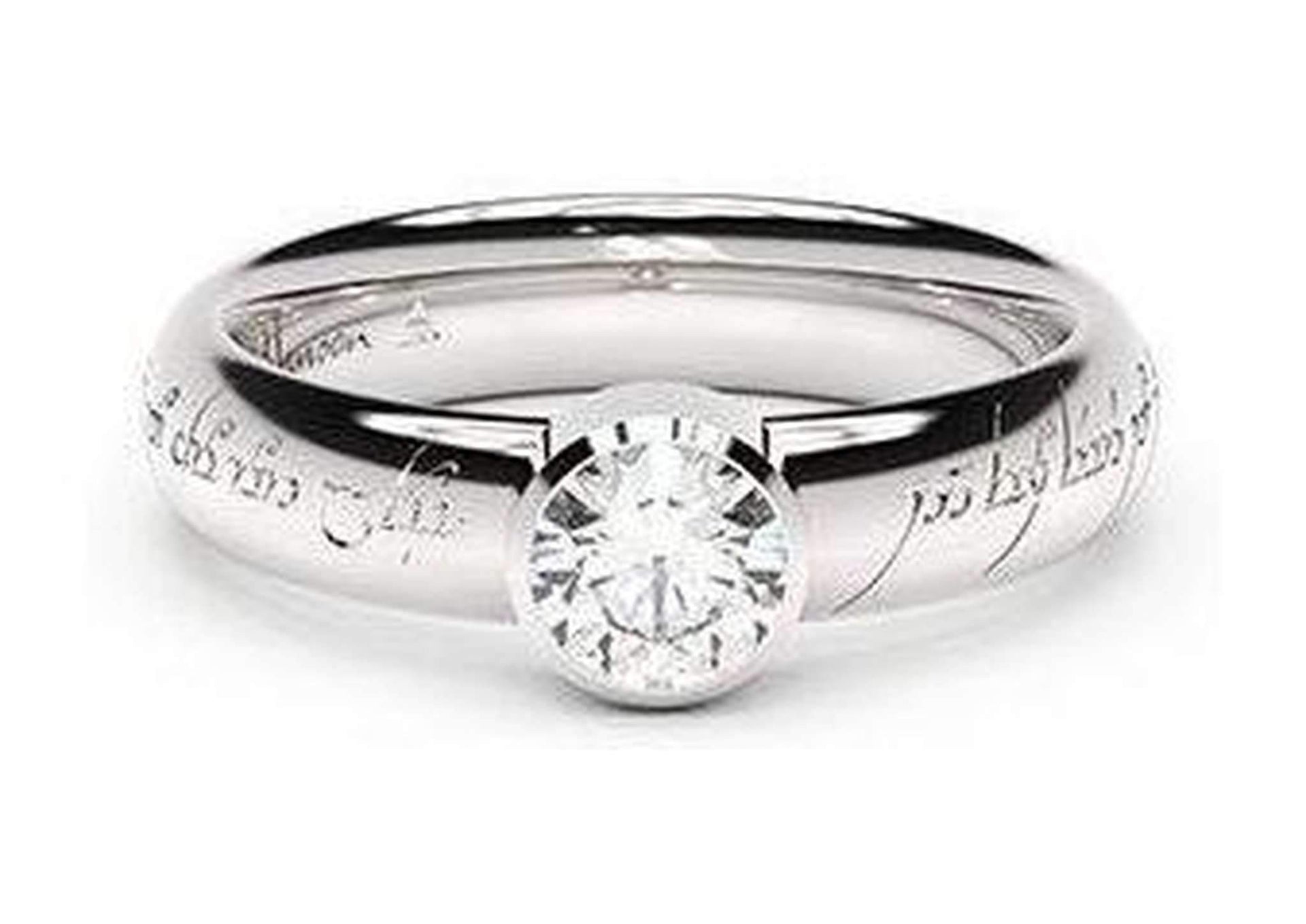Modern Elvish Engagement Ring, ~.50ct Platinum