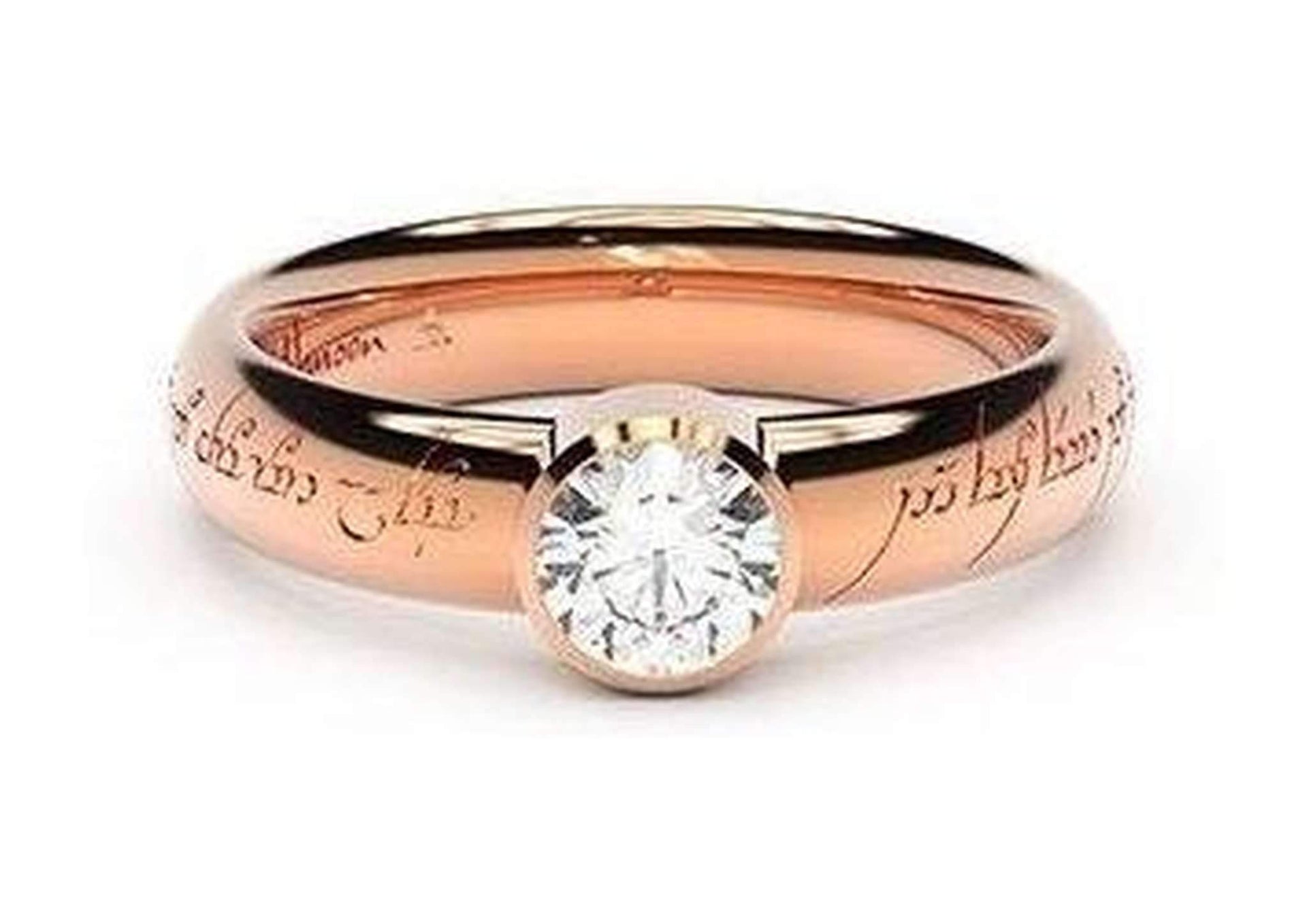 Modern Elvish Engagement Ring, ~.50ct 14ct Red Gold