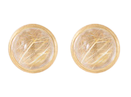 Lotus Stud Earrings, Rutile Quartz in 18ct Yellow Gold