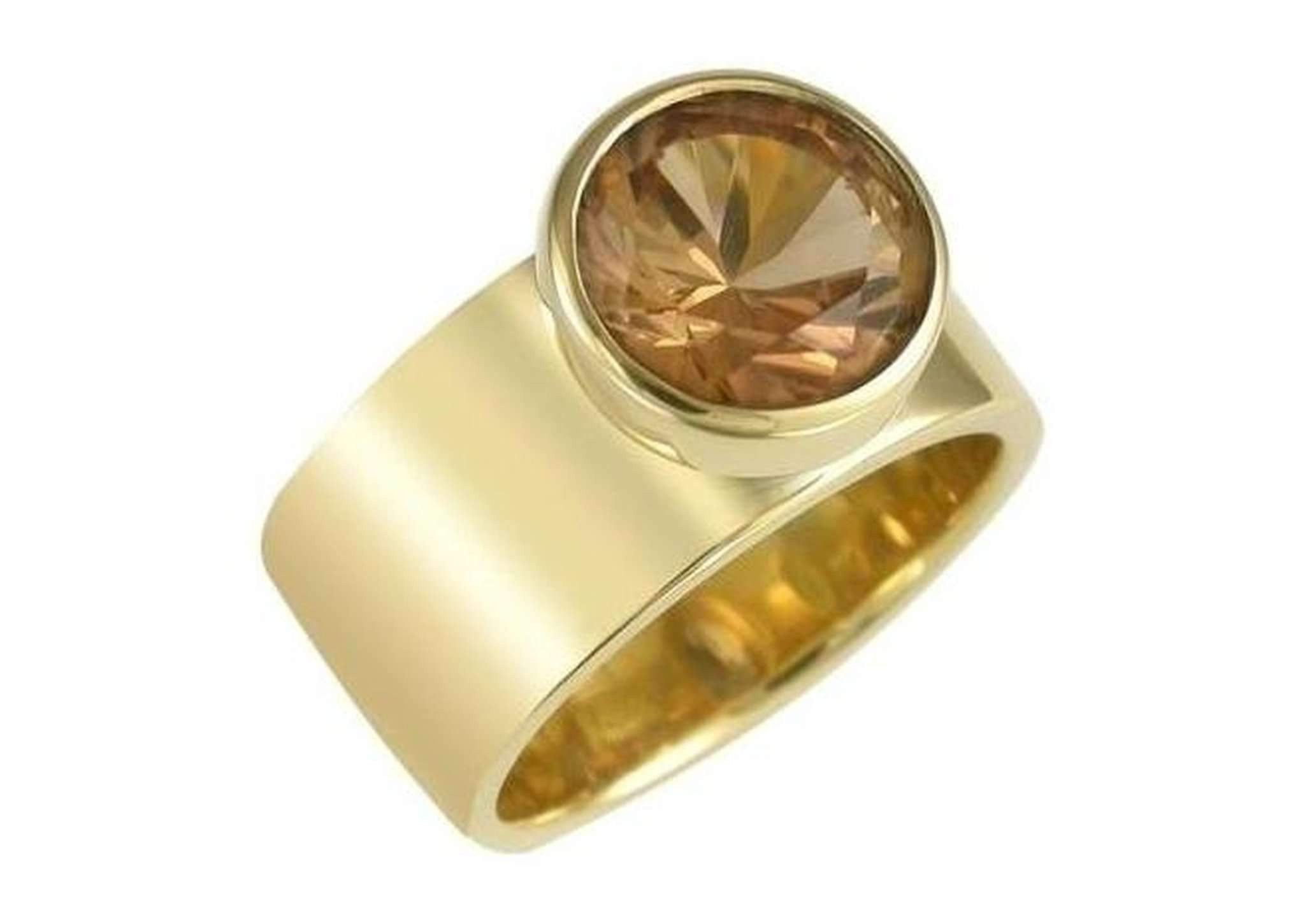 9ct yellow gold and Champagne Cubic Zirconia Ring – Jens Hansen