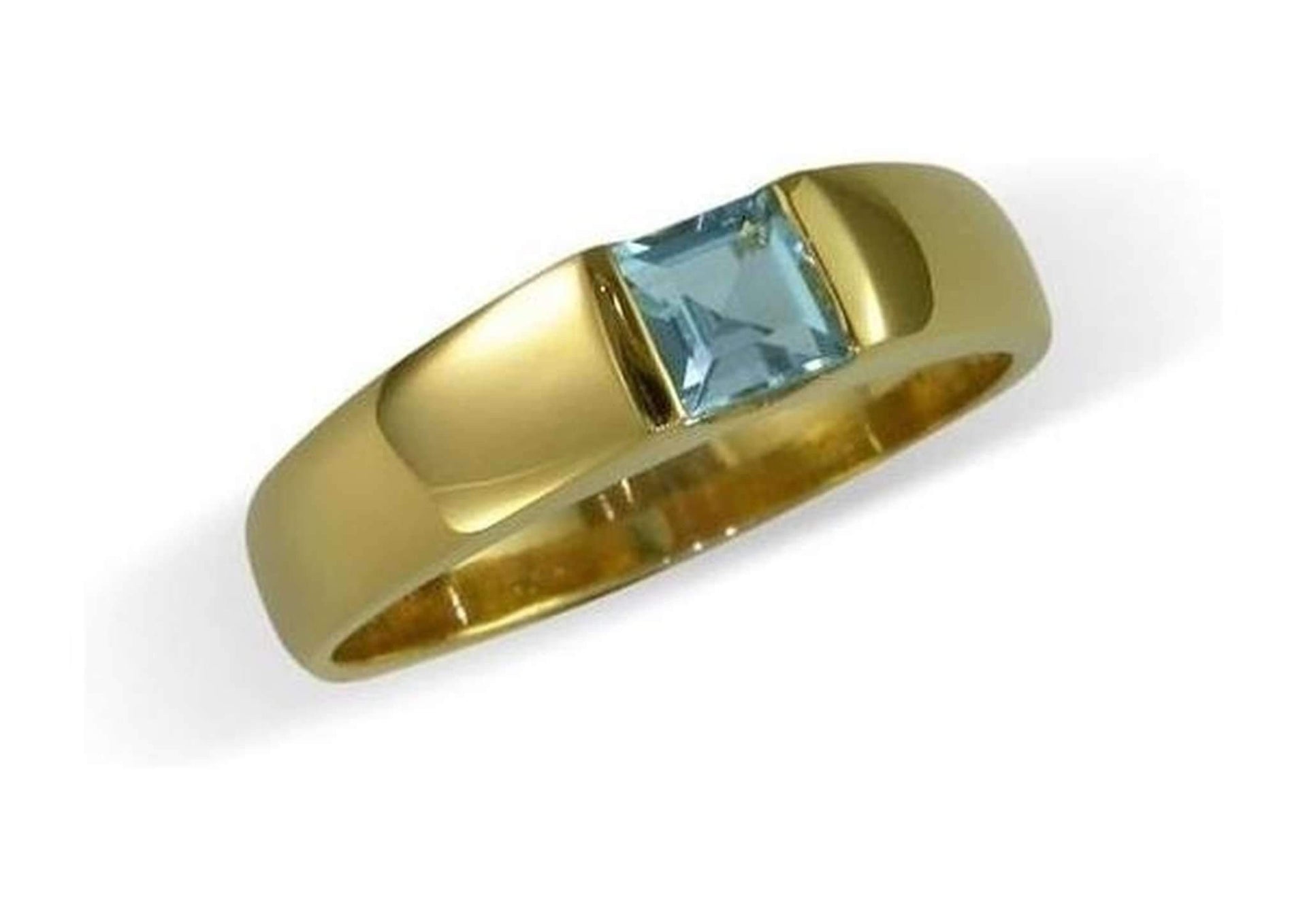 9ct yellow gold and princess cut aquamarine Ring   - Jens Hansen