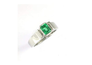 18ct White Gold Columbian Emerald Ring.   - Jens Hansen