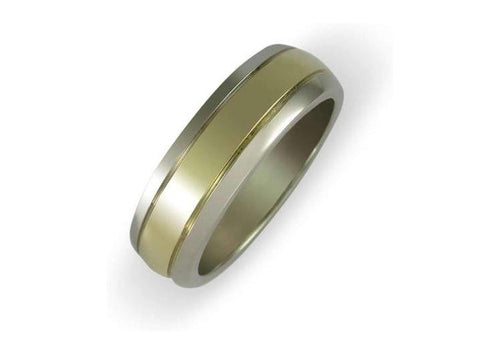 18ct White gold band with centre yellow gold strip   - Jens Hansen
