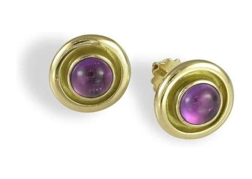 18ct Gold Stud Earrings set with Hot Pink Tourmalines   - Jens Hansen