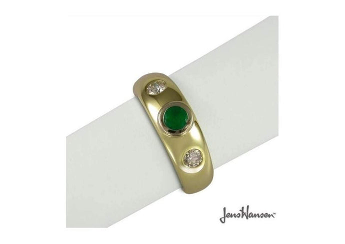 14ct Natural Emerald & Diamond Ring   - Jens Hansen