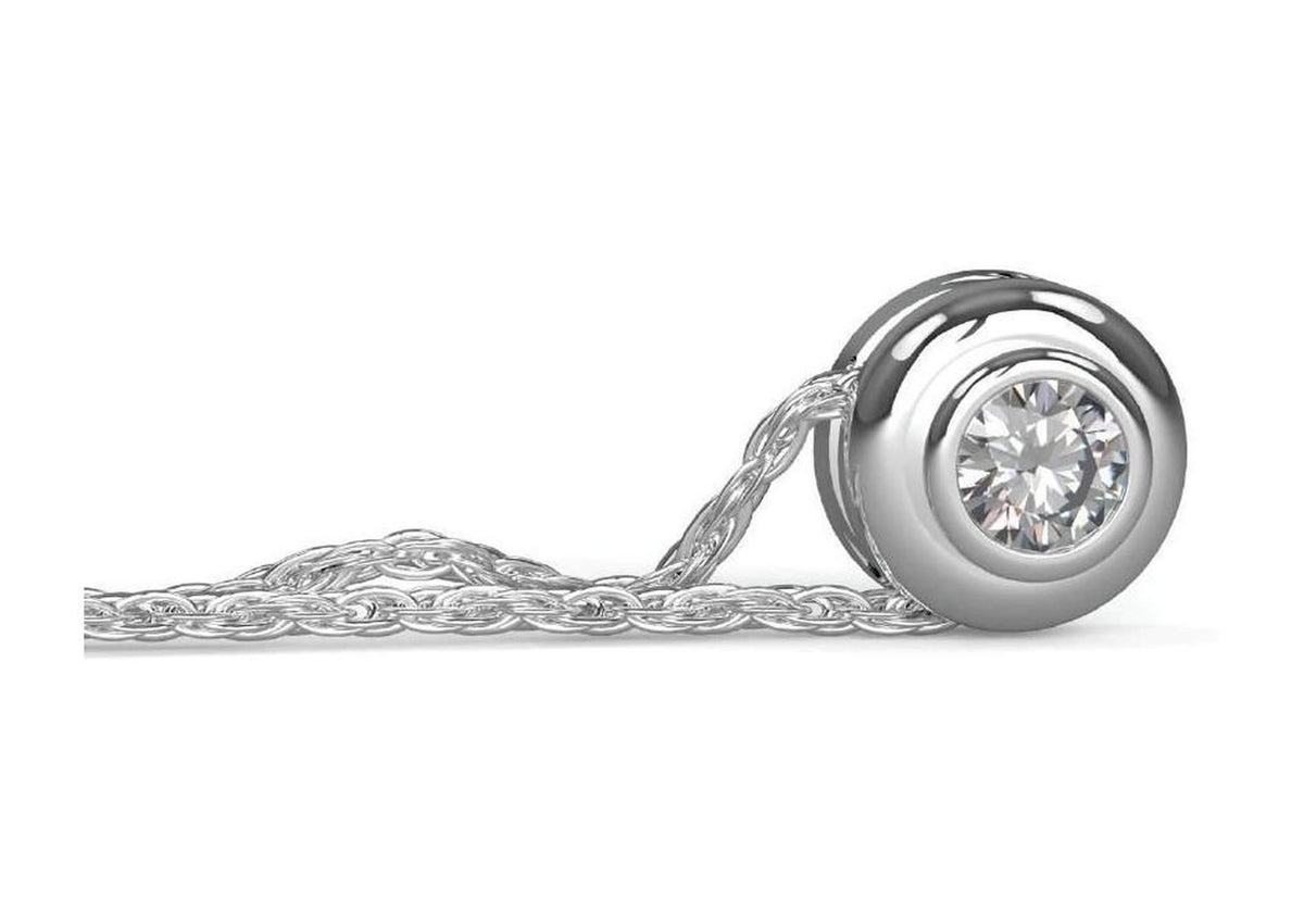 Diamond pendent necklace bezel set in 14ct
