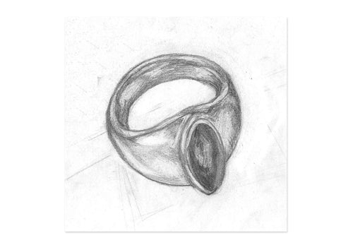 Navette' shaped cabochon cut Australian sapphire   - Jens Hansen - 2