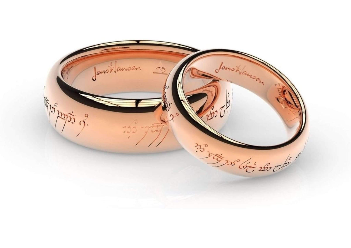 Elvish Love Ring Set in Red Gold