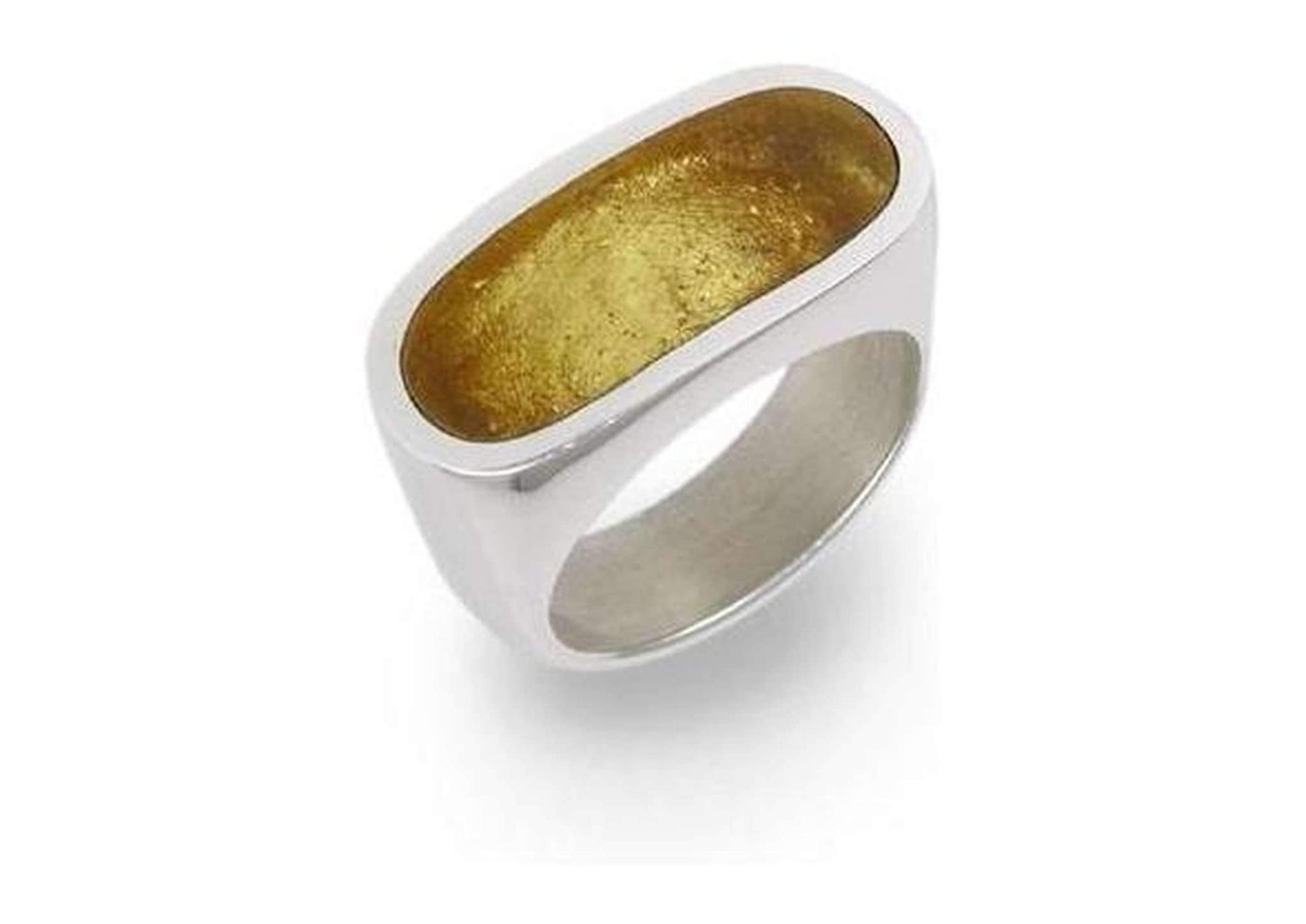 Oblong Silver & Gold leaf Resin Ring   - Jens Hansen