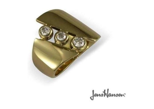 9ct Yellow gold and diamond ring.   - Jens Hansen