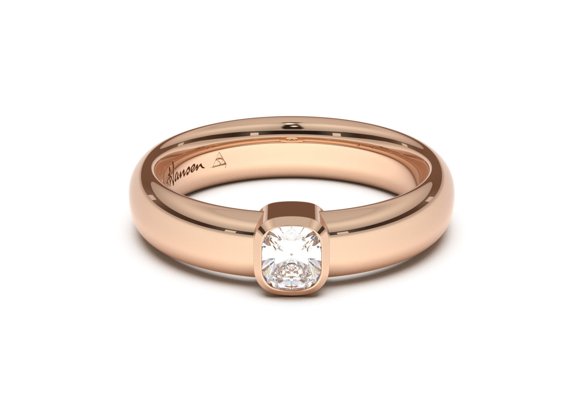 Cushion Modern Engagement Ring, Red Gold