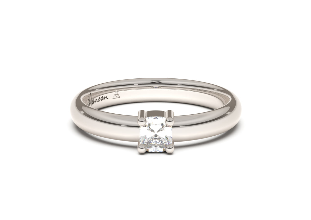 Cushion Classic Slim Engagement Ring, White Gold & Platinum